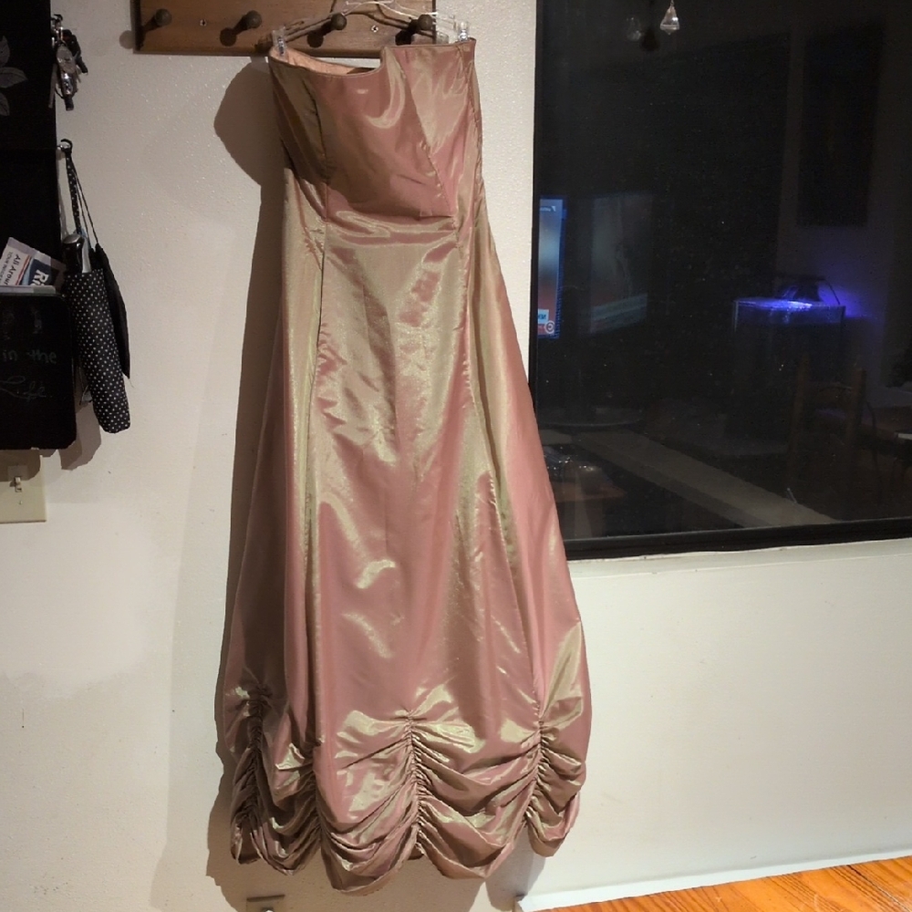 Jessica McClintock Strapless Dress in Pink and Green 7
